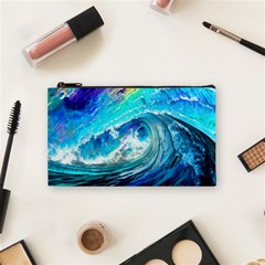 Tsunami Waves Ocean Sea Nautical Nature Water Painting Cosmetic Bag (small) by Ravend