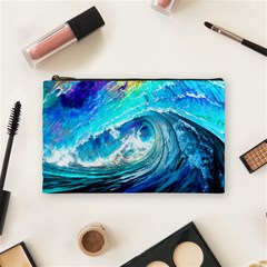 Tsunami Waves Ocean Sea Nautical Nature Water Painting Cosmetic Bag (medium) by Ravend