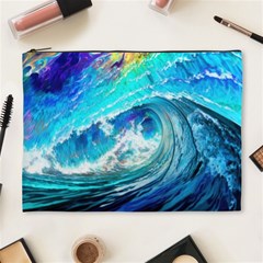 Tsunami Waves Ocean Sea Nautical Nature Water Painting Cosmetic Bag (xl) by Ravend