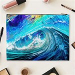 Tsunami Waves Ocean Sea Nautical Nature Water Painting Cosmetic Bag (XL) Back