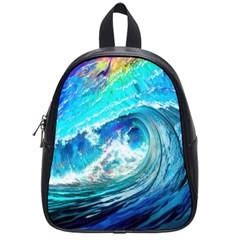 Tsunami Waves Ocean Sea Nautical Nature Water Painting School Bag (small) by Ravend