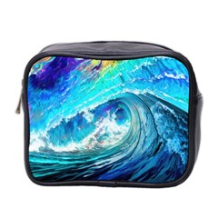 Tsunami Waves Ocean Sea Nautical Nature Water Painting Mini Toiletries Bag (two Sides) by Ravend