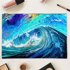 Tsunami Waves Ocean Sea Nautical Nature Water Painting Cosmetic Bag (xxl) by Ravend