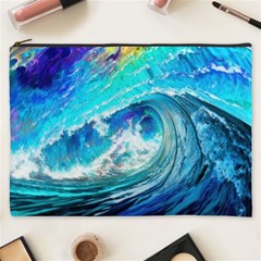 Tsunami Waves Ocean Sea Nautical Nature Water Painting Cosmetic Bag (xxxl) by Ravend