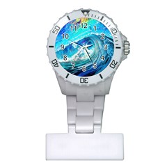 Tsunami Waves Ocean Sea Nautical Nature Water Painting Plastic Nurses Watch by Ravend