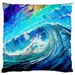 Tsunami Waves Ocean Sea Nautical Nature Water Painting Standard Premium Plush Fleece Cushion Case (Two Sides) Front