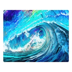 Tsunami Waves Ocean Sea Nautical Nature Water Painting Premium Plush Fleece Blanket (large) by Ravend