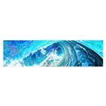 Tsunami Waves Ocean Sea Nautical Nature Water Painting Oblong Satin Scarf (16  x 60 ) Front