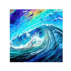 Tsunami Waves Ocean Sea Nautical Nature Water Painting Square Satin Scarf (30  X 30 ) by Ravend