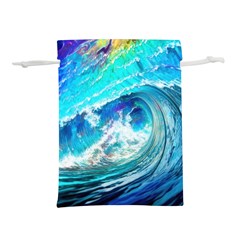 Tsunami Waves Ocean Sea Nautical Nature Water Painting Lightweight Drawstring Pouch (s) by Ravend