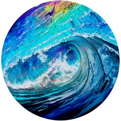 Tsunami Waves Ocean Sea Nautical Nature Water Painting Uv Print Round Tile Coaster by Ravend