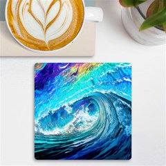 Tsunami Waves Ocean Sea Nautical Nature Water Painting Uv Print Square Tile Coaster  by Ravend