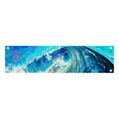 Tsunami Waves Ocean Sea Nautical Nature Water Painting Banner And Sign 4  X 1  by Ravend