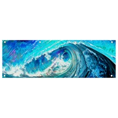 Tsunami Waves Ocean Sea Nautical Nature Water Painting Banner And Sign 9  X 3  by Ravend