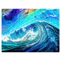 Tsunami Waves Ocean Sea Nautical Nature Water Painting Premium Plush Fleece Blanket (extra Small) by Ravend