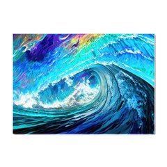 Tsunami Waves Ocean Sea Nautical Nature Water Painting Crystal Sticker (a4) by Ravend