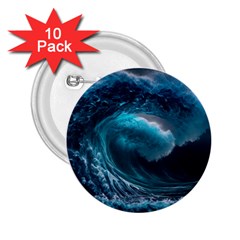 Tsunami Waves Ocean Sea Water Rough Seas 4 2 25  Buttons (10 Pack)  by Ravend