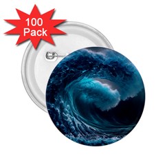 Tsunami Waves Ocean Sea Water Rough Seas 4 2 25  Buttons (100 Pack)  by Ravend