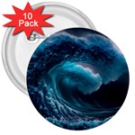 Tsunami Waves Ocean Sea Water Rough Seas 4 3  Buttons (10 pack)  Front