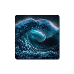 Tsunami Waves Ocean Sea Water Rough Seas 4 Square Magnet by Ravend