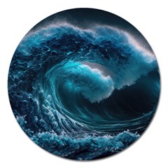 Tsunami Waves Ocean Sea Water Rough Seas 4 Magnet 5  (round) by Ravend