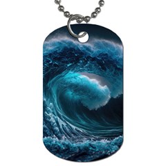 Tsunami Waves Ocean Sea Water Rough Seas 4 Dog Tag (one Side) by Ravend