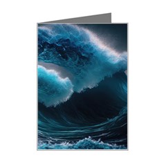 Tsunami Waves Ocean Sea Water Rough Seas 4 Mini Greeting Card by Ravend