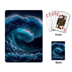 Tsunami Waves Ocean Sea Water Rough Seas 4 Playing Cards Single Design (rectangle) by Ravend