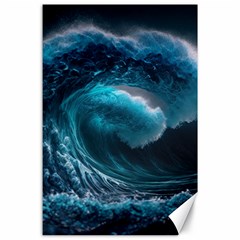 Tsunami Waves Ocean Sea Water Rough Seas 4 Canvas 24  X 36  by Ravend