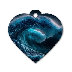 Tsunami Waves Ocean Sea Water Rough Seas 4 Dog Tag Heart (two Sides) by Ravend