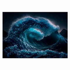 Tsunami Waves Ocean Sea Water Rough Seas 4 Large Glasses Cloth (2 Sides) by Ravend