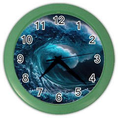 Tsunami Waves Ocean Sea Water Rough Seas 4 Color Wall Clock by Ravend