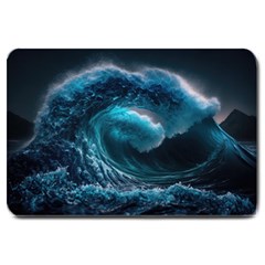 Tsunami Waves Ocean Sea Water Rough Seas 4 Large Doormat by Ravend