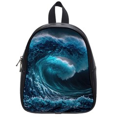 Tsunami Waves Ocean Sea Water Rough Seas 4 School Bag (small) by Ravend