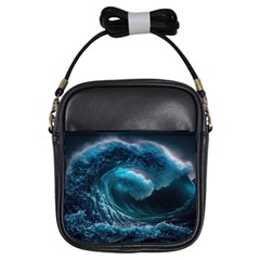 Tsunami Waves Ocean Sea Water Rough Seas 4 Girls Sling Bag by Ravend