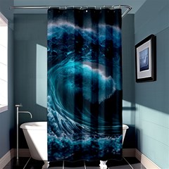 Tsunami Waves Ocean Sea Water Rough Seas 4 Shower Curtain 36  X 72  (stall)  by Ravend