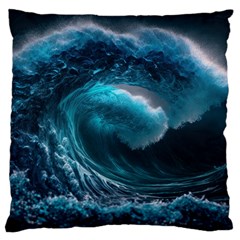 Tsunami Waves Ocean Sea Water Rough Seas 4 Large Cushion Case (one Side) by Ravend