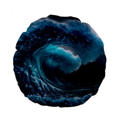 Tsunami Waves Ocean Sea Water Rough Seas 4 Standard 15  Premium Round Cushions by Ravend