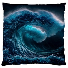 Tsunami Waves Ocean Sea Water Rough Seas 4 Standard Premium Plush Fleece Cushion Case (two Sides) by Ravend