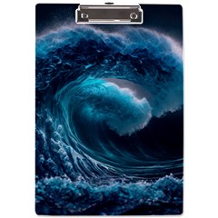 Tsunami Waves Ocean Sea Water Rough Seas 4 A4 Acrylic Clipboard by Ravend