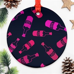 Wine Wine Bottles Background Graphic Ornament (round) by Ravend