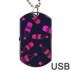 Wine Wine Bottles Background Graphic Dog Tag Usb Flash (one Side) by Ravend