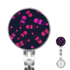 Wine Wine Bottles Background Graphic Stainless Steel Nurses Watch by Ravend