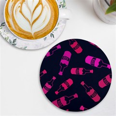 Wine Wine Bottles Background Graphic Uv Print Round Tile Coaster by Ravend