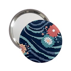 Waves Flowers Pattern Water Floral Minimalist 2 25  Handbag Mirrors by Ravend