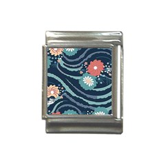 Waves Flowers Pattern Water Floral Minimalist Italian Charm (13mm) by Ravend