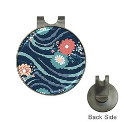 Waves Flowers Pattern Water Floral Minimalist Hat Clips With Golf Markers by Ravend