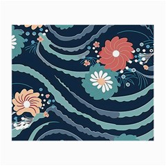 Waves Flowers Pattern Water Floral Minimalist Small Glasses Cloth by Ravend