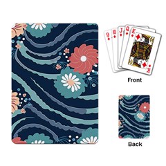 Waves Flowers Pattern Water Floral Minimalist Playing Cards Single Design (rectangle) by Ravend