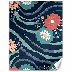 Waves Flowers Pattern Water Floral Minimalist Canvas 18  X 24  by Ravend